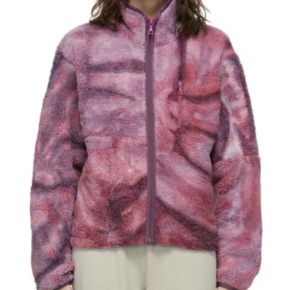 John Elliott Patchwork Tie Dye Pink Purple Polar Fleece Jacket Size Medium - Picture 3 of 5